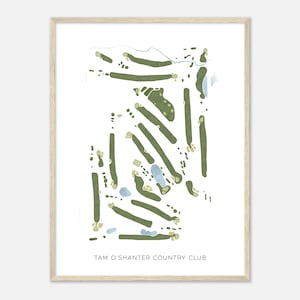 Tam O'Shanter Country Club, Michigan - Mappa acquerello moderna / Regalo per golfisti, Arte da parete per il golf, Stampa poster di golf, Layout del campo