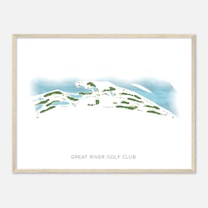 Great River Golf Club, Connecticut - Modern Watercolor Map | Golfer Gift, Golf Wall Art, Golf Poster Print, Course Layout