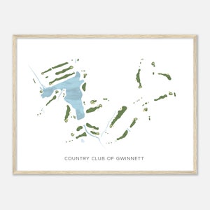 Country Club di Gwinnett, Georgia - Mappa acquerello moderna / Regalo per golfisti, Arte da parete per golf, Stampa poster di golf, Layout del campo