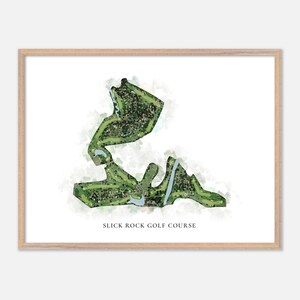Parcours de golf de Slick Rock à Horseshoe Bay, Texas - Carte aquarelle classique | Cadeau golfeur, oeuvre d'art murale de golf, impression d'affiche de golf, aménagement du parcours