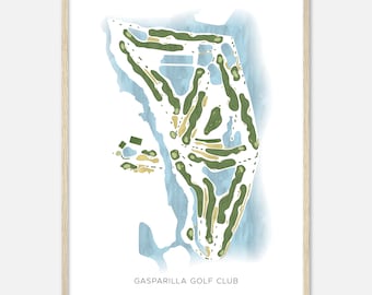 Gasparilla Golf Club, Florida - Modern Watercolor Map | Golfer Gift, Golf Wall Art, Golf Poster Print, Course Layout