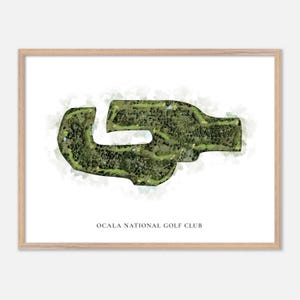 Ocala National Golf Club in Ocala, Florida: klassieke aquarelkaart | Golfcadeau, golfmuurkunst, golfposterprint, baanindeling