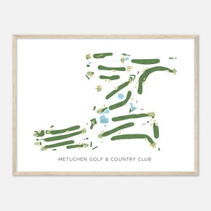 Metuchen Golf & Country Club, New Jersey - Moderne Aquarell Landkarte | Golfer Geschenk, Golf Wandkunst, Golf Poster Druck, Platz Layout
