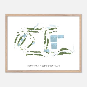 Metamora Fields Golf Club in Metamora, Illinois - Moderne Aquarell Karte | Golfer Geschenk, Golf Wandkunst, Golf Poster Druck, Platz Layout