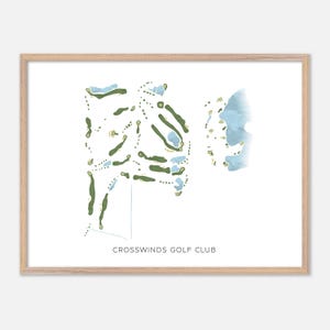 Crosswinds Golf Club in Savannah, Georgia - Modern Watercolor Map | Golfer Gift, Golf Wall Art, Golf Poster Print, Course Layout