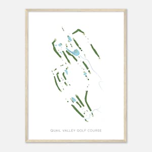 Quail Valley Golf Course, Pennsylvania - Moderne aquarelkaart | Golfer cadeau, golf kunst aan de muur, golf poster print, baanindeling