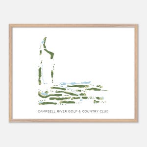Campbell River Golf & Country Club a , Canada - Mappa moderna ad acquerello / Regalo per golfisti, Arte murale per golf, Stampa poster per golf, Layout del campo