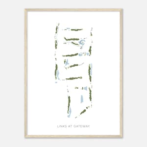 Links at Gateway, Michigan - Carte aquarelle moderne | Cadeau golfeur, oeuvre d'art murale de golf, impression d'affiche de golf, aménagement du parcours
