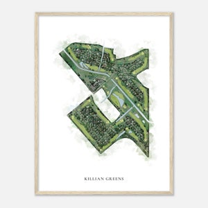 Killian Greens, Florida - Klassieke aquarelkaart | Golfer cadeau, golf kunst aan de muur, golf poster print, baanindeling