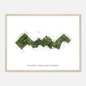 Victory Links Golf Course, Minnesota - Klassieke aquarelkaart | Golfer cadeau, golf kunst aan de muur, golf poster print, baanindeling