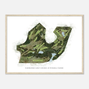 FarmLinks-golfbaan bij Pursell Farms, Alabama - Klassieke aquarelkaart | Golfer cadeau, golf kunst aan de muur, golf poster print, baanindeling