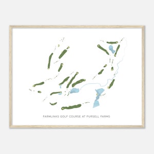 FarmLinks-golfbaan bij Pursell Farms, Alabama - moderne aquarelkaart | Golfer cadeau, golf kunst aan de muur, golf poster print, baanindeling
