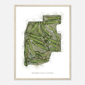 Washoe Golfbaan, Nevada - Klassieke aquarelkaart | Golfer cadeau, golf kunst aan de muur, golf poster print, baanindeling