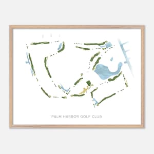Palm Harbor-golfclub in Palm Coast, Florida: moderne aquarelkaart | Golfcadeau, golfmuurkunst, golfposterprint, baanindeling