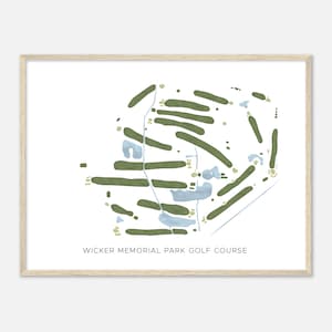 Wicker Memorial Park Golf Course, Indiana - Modern Watercolor Map | Golfer Gift, Golf Wall Art, Golf Poster Print, Course Layout