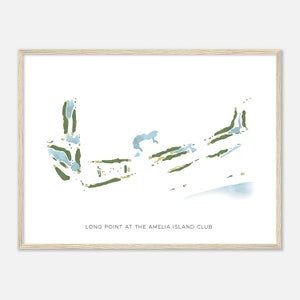 Long Point im Amelia Island Club, Florida - Moderne Aquarell Landkarte | Golfer Geschenk, Golf Wandkunst, Golf Poster Druck, Platz Layout