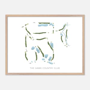 The Hawk Country Club a St. Charles, Illinois - Mappa moderna ad acquerello / Regalo per golfisti, Arte murale da golf, Stampa poster da golf, Layout del campo