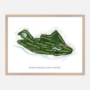 Parcours de golf de Warm Springs à Boise, Idaho - Carte aquarelle classique | Cadeau golfeur, oeuvre d'art murale de golf, impression d'affiche de golf, aménagement du parcours
