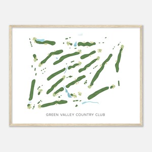 Green Valley Country Club, Pennsylvania - moderne aquarelkaart | Golfer cadeau, golf kunst aan de muur, golf poster print, baanindeling