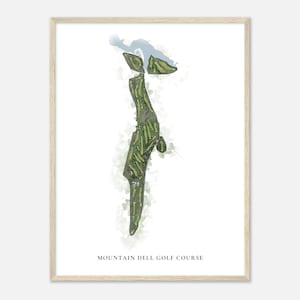 Mountain Dell Golf Course, Utah - Klassieke aquarelkaart | Golfer cadeau, golf kunst aan de muur, golf poster print, baanindeling