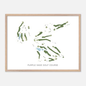 Parcours de golf Purple Sage à Evanston, Wyoming - Carte aquarelle moderne | Cadeau golfeur, oeuvre d'art murale de golf, impression d'affiche de golf, aménagement du parcours