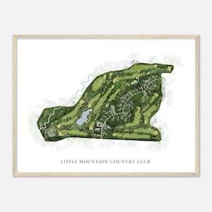 Little Mountain Country Club, Ohio - Mappa classica ad acquerello / Regalo per golfisti, Arte da parete per golf, Stampa poster di golf, Layout del campo