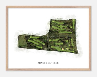 Mines Golf Club in Grand Rapids, Michigan - Classic Watercolor Map | Golfer Gift, Golf Wall Art, Golf Poster Print, Course Layout