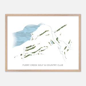 Furry Creek Golf & Country Club a , Canada - Mappa moderna ad acquerello / Regalo per golfisti, Arte murale per golf, Stampa poster per golf, Layout del campo