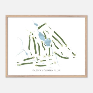 Exeter Country Club a Exeter, Rhode Island - Mappa moderna ad acquerello / Regalo per golfisti, Arte murale per golf, Stampa poster per golf, Layout del campo