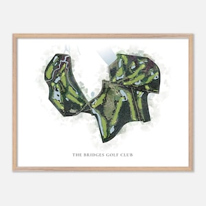 The Bridges Golf Club in Bay St. Louis, Mississippi - Klassische Aquarell Karte | Golfer Geschenk, Golf Wandkunst, Golf Poster Druck
