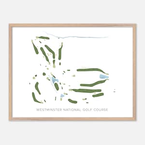 Campo de golf nacional de Westminster en Westminster, Maryland: mapa de acuarela moderno, regalo para golfistas, arte mural de golf, póster de golf