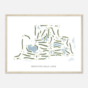 Brighton Dale Links, Wisconsin - moderne aquarelkaart | Golfer cadeau, golf kunst aan de muur, golf poster print, baanindeling