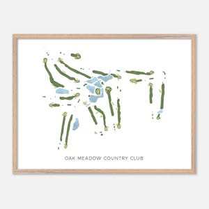 Oak Meadow Country Club a Evansville, Indiana - Mappa moderna ad acquerello / Regalo per golfisti, Arte murale per golf, Stampa poster per golf, Layout del campo