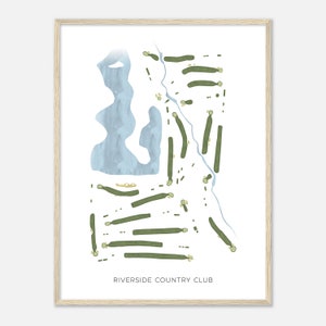 Riverside Country Club, Nebraska - Modern Watercolor Map | Golfer Gift, Golf Wall Art, Golf Poster Print, Course Layout