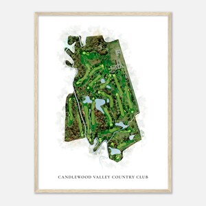 Candlewood Valley Country Club, Connecticut - Klassieke aquarelkaart | Golfer cadeau, golf kunst aan de muur, golf poster print, baanindeling