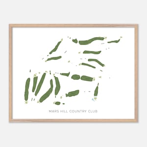 Mars Hill Country Club a Mars Hill, Maine - Mappa moderna ad acquerello / Regalo per golfisti, Arte murale da golf, Stampa poster da golf, Layout del campo