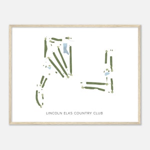 Lincoln Elks Country Club, Illinois - Moderne Aquarell Landkarte | Golfer Geschenk, Golf Wandkunst, Golf Poster Druck, Platz Layout