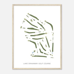 Lake Spanaway Golf Club, Washington - Moderne Aquarell Landkarte | Golfer Geschenk, Golf Wandkunst, Golf Poster Druck, Platz Layout