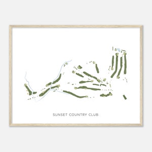 Sunset Country Club, Missouri - Moderne Aquarell Landkarte | Golfer Geschenk, Golf Wandkunst, Golf Poster Druck, Platz Layout