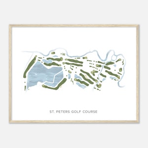 St. Peters Golfkurs, Missouri - Moderne Aquarell Landkarte | Golfer Geschenk, Golf Wandkunst, Golf Poster Druck, Platz Layout