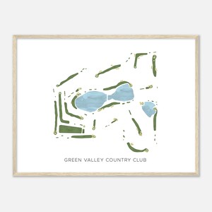 Green Valley Country Club, Florida - moderne aquarelkaart | Golfer cadeau, golf kunst aan de muur, golf poster print, baanindeling
