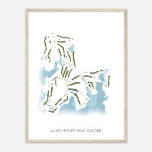 Lake Hefner Golfkurs, Oklahoma - Moderne Aquarell Landkarte | Golfer Geschenk, Golf Wandkunst, Golf Poster Druck, Platz Layout