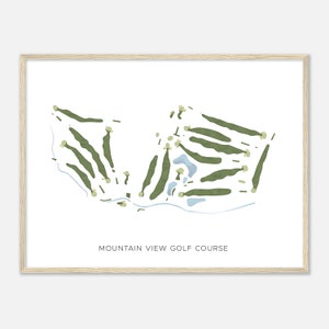 Mountain View golfbaan, Utah - moderne aquarelkaart | Golfer cadeau, golf kunst aan de muur, golf poster print, baanindeling