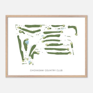 Chickasaw Country Club a Memphis, Tennessee - Mappa moderna ad acquerello / Regalo per golfisti, Arte murale per golf, Stampa poster per golf, Layout del campo