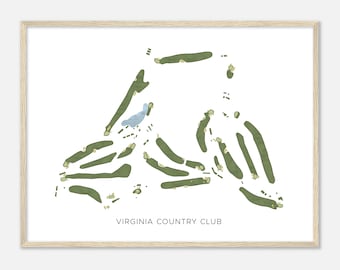 Virginia Country Club, California - Modern Watercolor Map | Golfer Gift, Golf Wall Art, Golf Poster Print, Course Layout