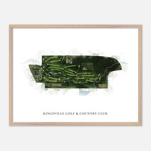 Kingsville Golf & Country Club a Kingsville, Canada - Mappa classica ad acquerello / Regalo per golfisti, Arte murale per golf, Stampa poster per golf