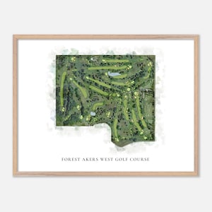 Forest Akers West Golf Club in East Lansing, MI - Klassische Aquarell Karte | Golfer Geschenk, Golf Wandkunst, Golf Poster Druck
