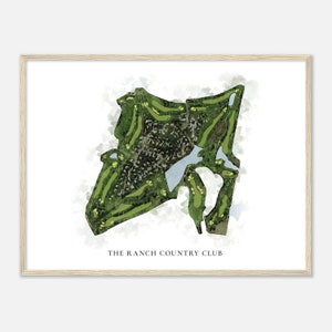 The Ranch Country Club, Colorado - Mappa classica ad acquerello/Regalo per golfista, Arte da parete per il golf, Stampa poster di golf, Layout del campo