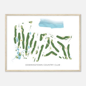 Downingtown Country Club, Pennsylvania - Moderne Aquarell Landkarte | Golfer Geschenk, Golf Wandkunst, Golf Poster Druck, Platz Layout