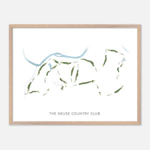 The Neuse Country Club a Clayton, North Carolina - Mappa moderna ad acquerello / Regalo per golfisti, Arte murale per golf, Stampa poster per golf, Layout del campo